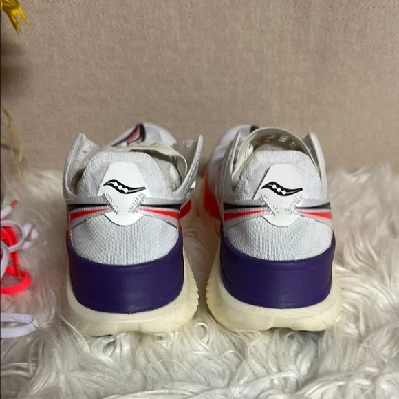 Saucony White and Orange Athletic Shoes with PWRRUN Cushioning - Picture 4 of 8